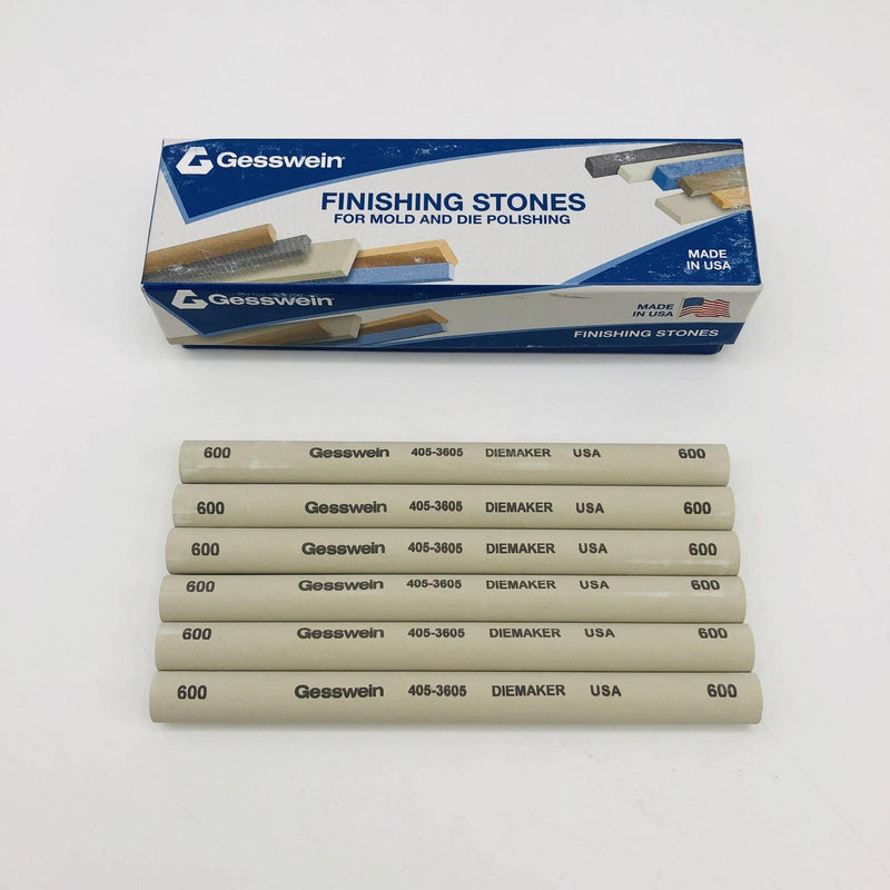 Gesswein Diemaker Stones 4053605 1/2" Round x 6" 600 Grit Aluminum Oxide Bro 6pk 5
