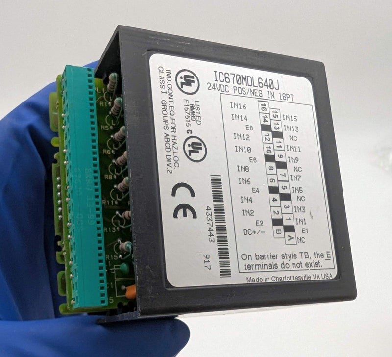 GE Fanuc IC670MDL640J Input Module 24VDC 16 Point Pos / Neg Logic Input Channels 1