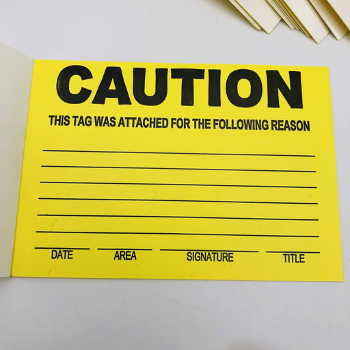 Yellow Caution Tags 3-1/4" x 5" Self Laminating Pre Wired Safety Pack of 100 2