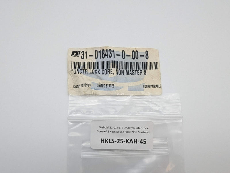 Diebold 31-018431 Undercounter Lock Core w/ 3 Keys Keyed 8008 Non Mastered 4