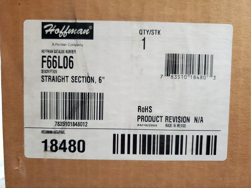 Hoffman F66L06 Wireway Section 6" x 6" x 6" Hinged Cover Straight Lay In NEMA 12 6