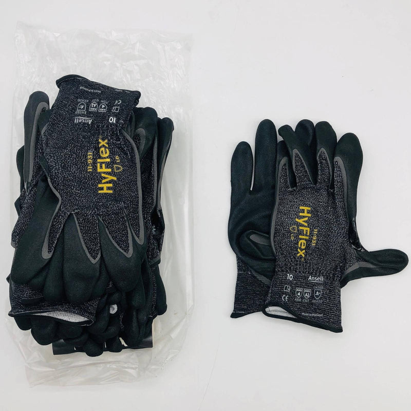 Ansell HyFlex 11-931 Work Gloves Size 10 XL HPPE Blend Polyurethane Palm 12 Pair 1