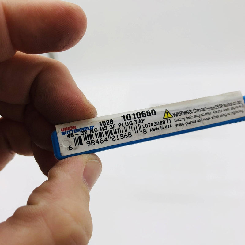 Union Butterfield 1010680 Plug Tap 1528 Series Number 6-32 NC H3 3 Flutes HSS 2