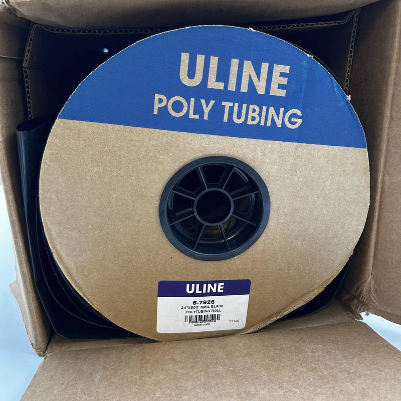 Uline S-7926 Black Poly Tubing Roll 6 Mil 24" x 500' LDPE Non-Vacuum 1 Roll 8