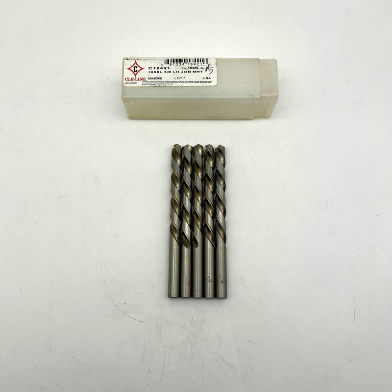 Cle-Line C18421 Jobber Length Drill Bit 1898L 3/8 LH Left Hand HSS Bright 5pk 8