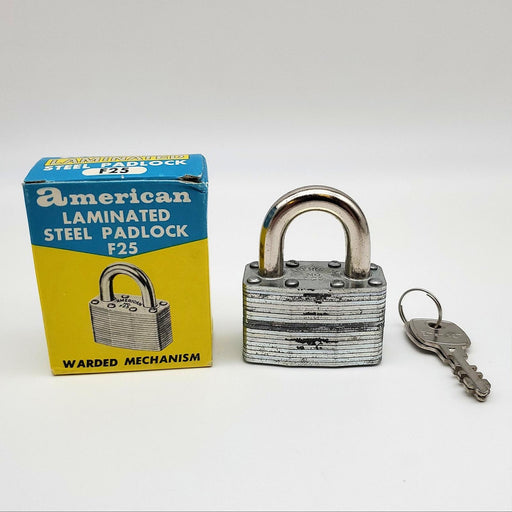 American Lock F25 Padlock 1"L x 5/16"D Shackle 1-3/4" Steel Body Keyed Alike 1
