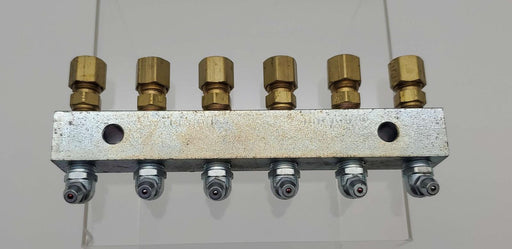 Alemite 6136 Grease Fitting Header Block 6 Point 1/8" NPT Female 1/4" Tubing 1
