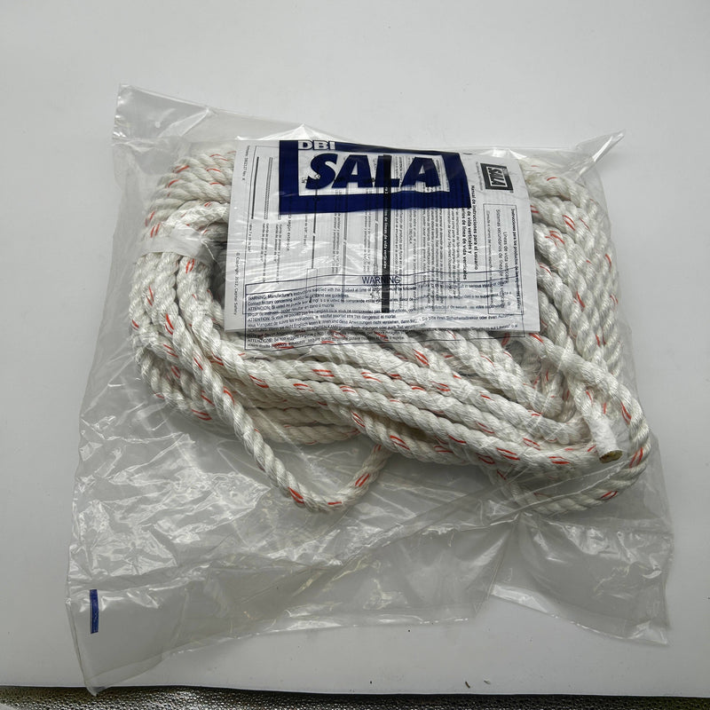 3M DBI-SALA Fall Protection 1202821 Rope Lifeline w Snap Hook 75' 5/8" Taped End