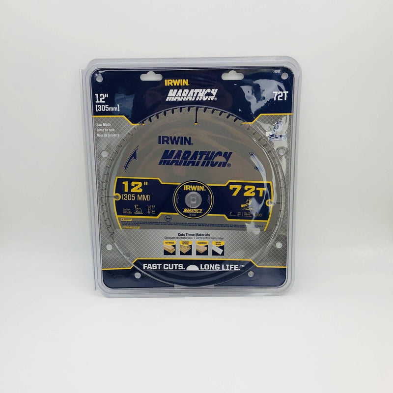 Irwin 14082 Circular Saw Blade 12" w 1" Arbor 72T Carbide Teeth Trim Finish 8