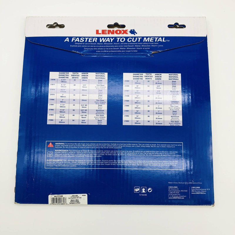 Lenox 21889 Circular Saw Blade 12" w/ 1" Arbor 80T Carbide Tip Aluminum Cutting 9