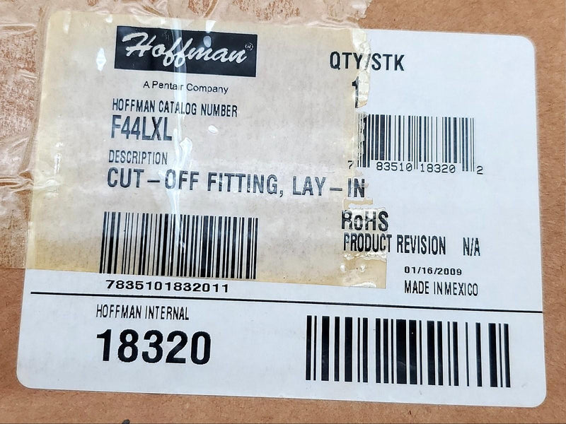 Hoffman F44LXL Wireway Section Cutoff Fitting Lay-in 4" x 4" x 9" to 15" Length 7