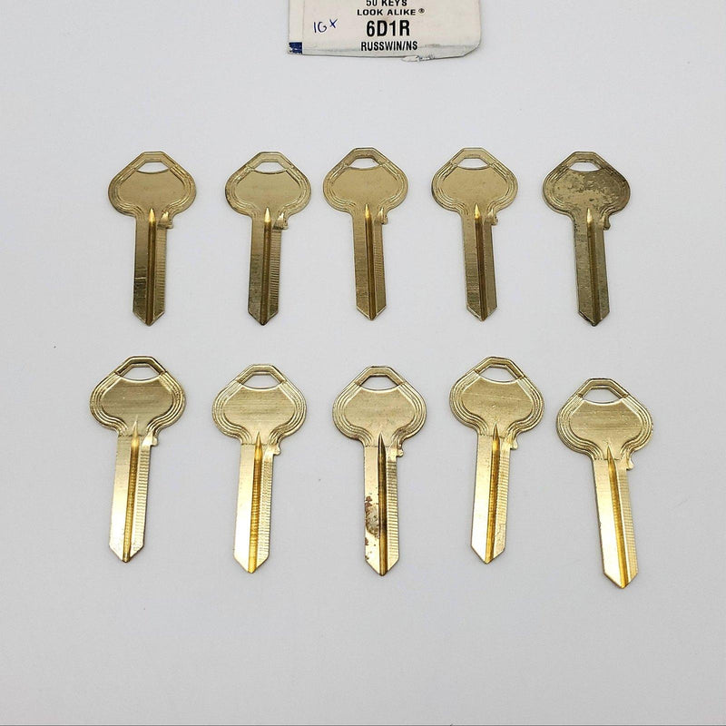 10x Ilco Russwin 6D1R Key Blanks Nickel Silver 6 Pin Look Alike NOS 3
