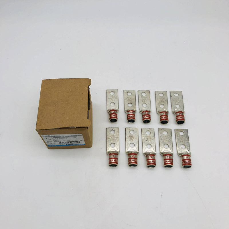 Thomas & Betts 54266 Lug Compression Connector Barrel Shape 2-Hole Orange 10pk 8