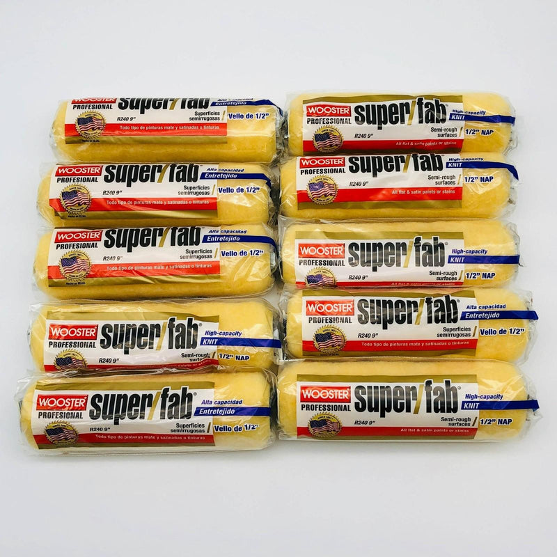 Wooster R240 Paint Roller Cover 9in w/ 1/2 Nap Super Fab Semi-Smooth 10pk 1