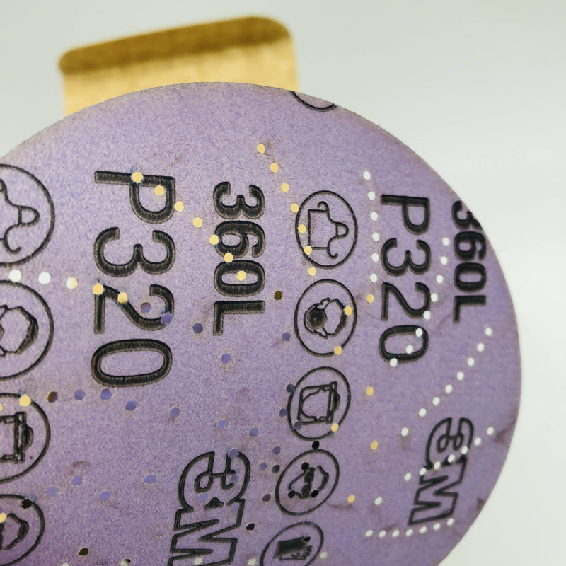 3M 01707 Clean Sanding Disc 5in x NH 360L Hookit P320 AO Multi Hole Dust 100pk 6