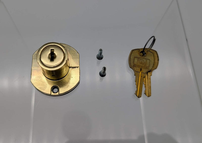 National C8704 Drawer Lock Bright Brass 7/8" Diam 15/16" Len Keyed Alike