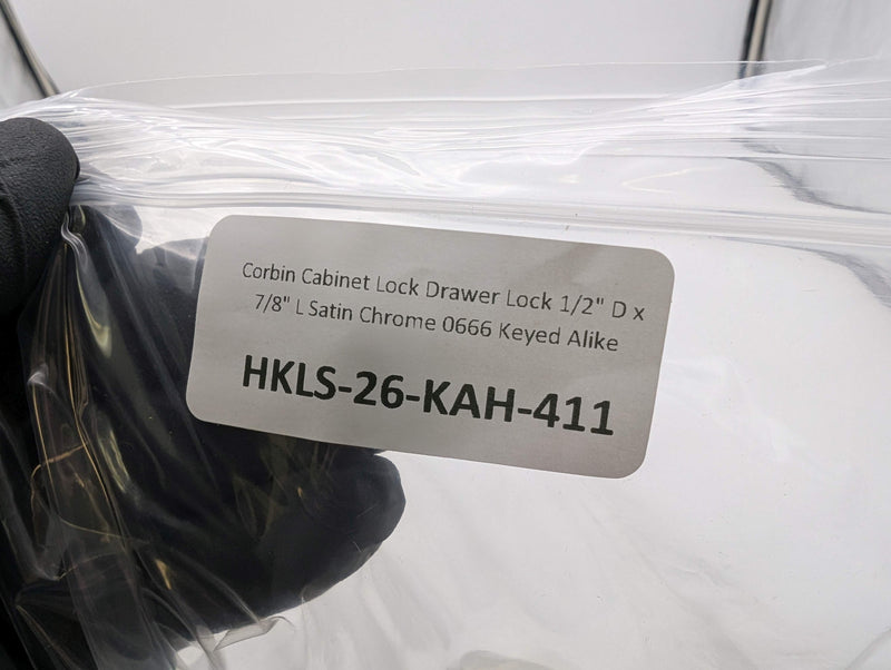 Corbin Cabinet Lock Drawer Lock 1/2" D x 7/8" L Satin Chrome 0666 Keyed Alike