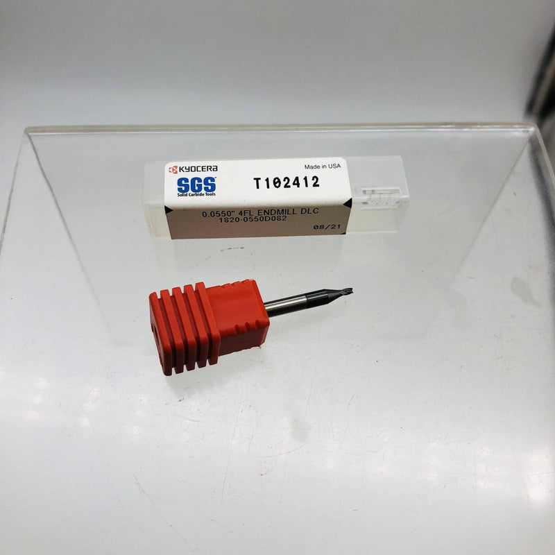 Kyocera 1820-0550D082 End Mill 0.0550" 4FL DLC 1/8DCON 1-1/2LF .082APMX T102412 10