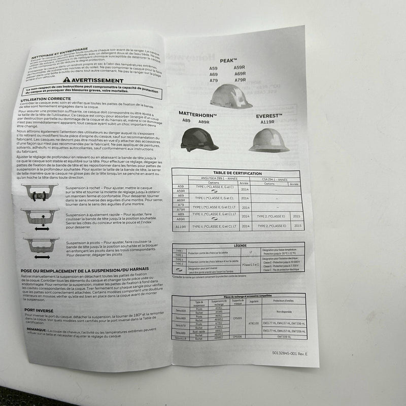Honeywell A89R010000 Hard Hat White Ratchet Suspension A89 Matterhorn Class 2