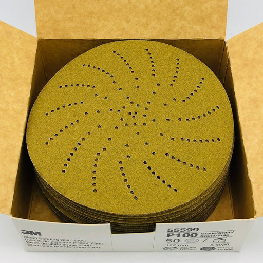 3M 55599 Clean Sanding Disc 5in P100 Hookit 236U Hook & Loop Aluminum Oxide 50pk 1