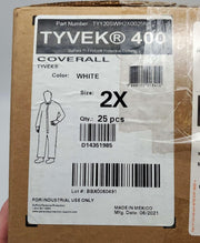 Tyvek 400 Coveralls Size XXL Zipper Closure Open Ankle TY120SWH2X0025NF, 25 PK 6