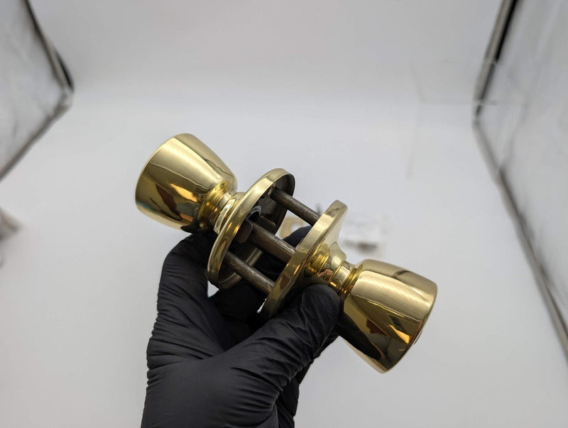 Kwikset Entry Door Knob Double Cylinder 2-3/8" Backset Bel Air Polished Brass