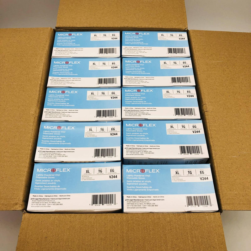 Microflex V244 Disposable Vinyl Glove XL Lightly Powdered Non Sterile 1000/Case 11
