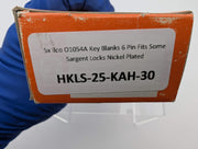 5x Ilco O1054A Key Blanks 6 Pin Fits Some Sargent Locks Nickel Plated 4