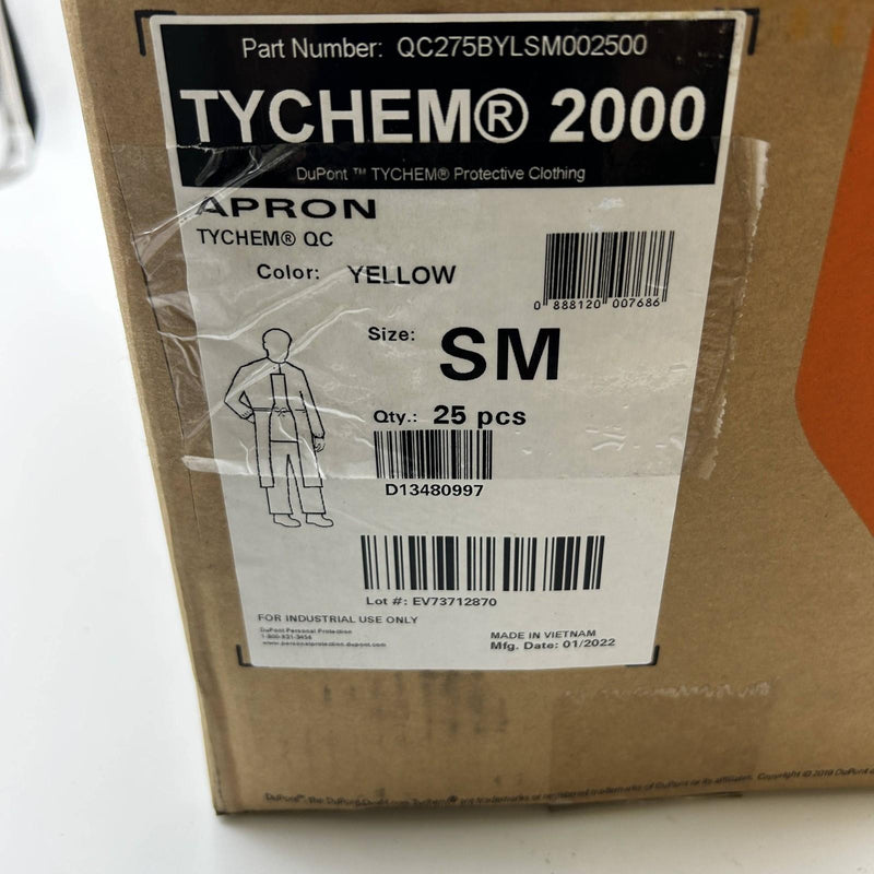 Dupont Tychem 2000 Sleeved Apron Size Small Yellow QC275BYLSM002500 25 pcs/Case 2