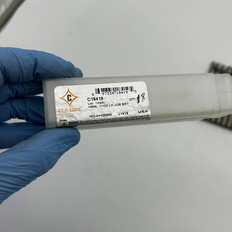 8pk Cle-Line C18419 Jobber Length Drill 1898L 11/32 Left Hand Spiral HSS Bright 2