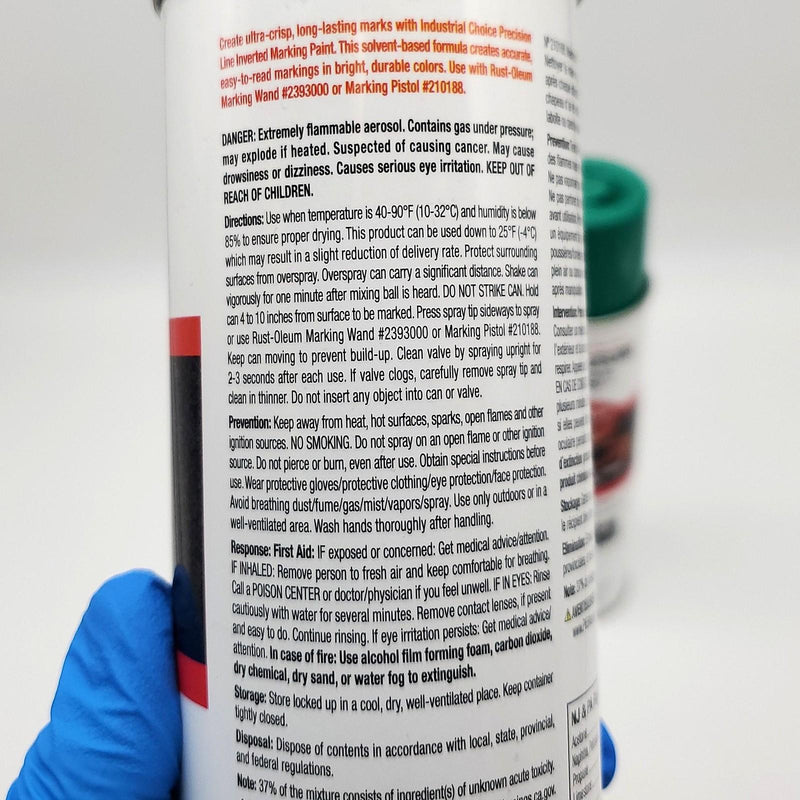 Rust-Oleum Precision Safety Inverted Marking Paint Green 17oz Can Pack of 2 3