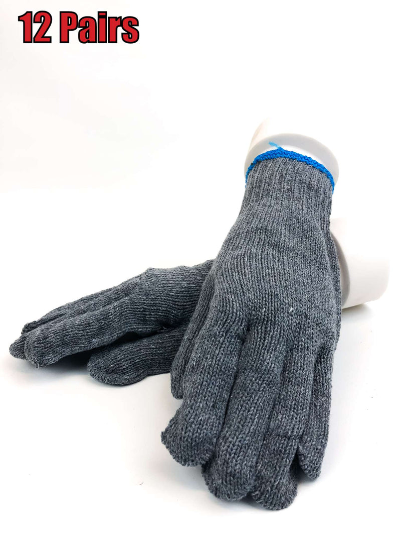 String Knit Work Gloves Extra Small Poly Cotton 12 Pairs 1 Dozen Liner Gray New