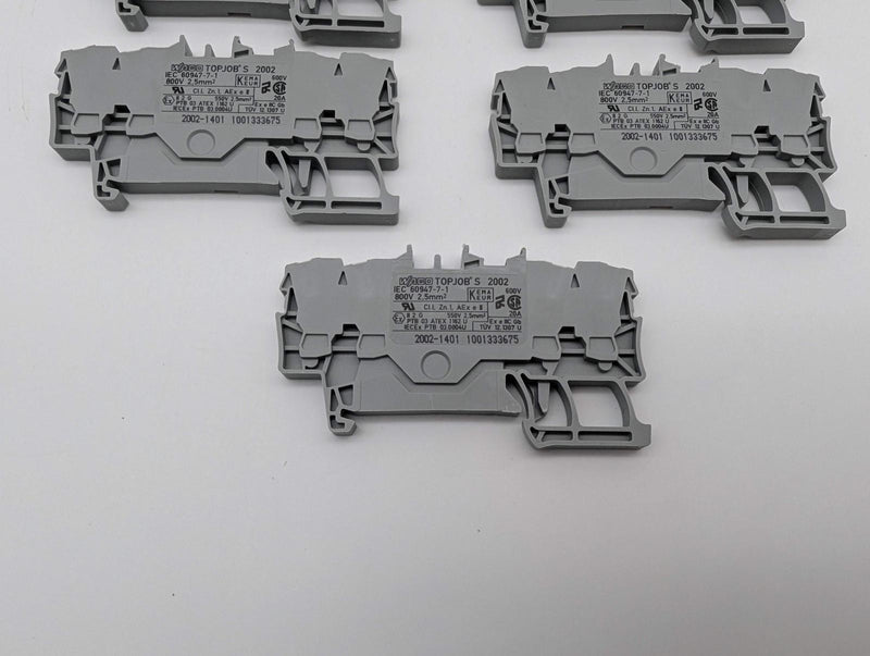 WAGO 2002-1401 Terminal Blocks 4-Conductor Feed Through DIN Rail Mount 5 Pack 2