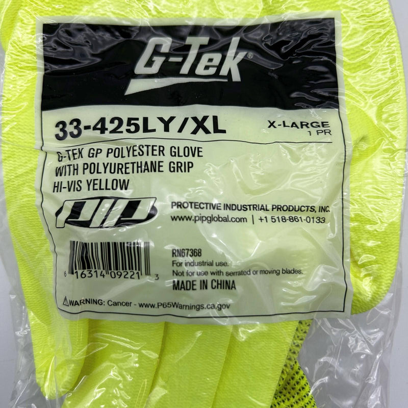PIP 33-425LY Work Gloves Size XL G-Tek Polyurethane Grip Hi Vis 12 Pairs 3