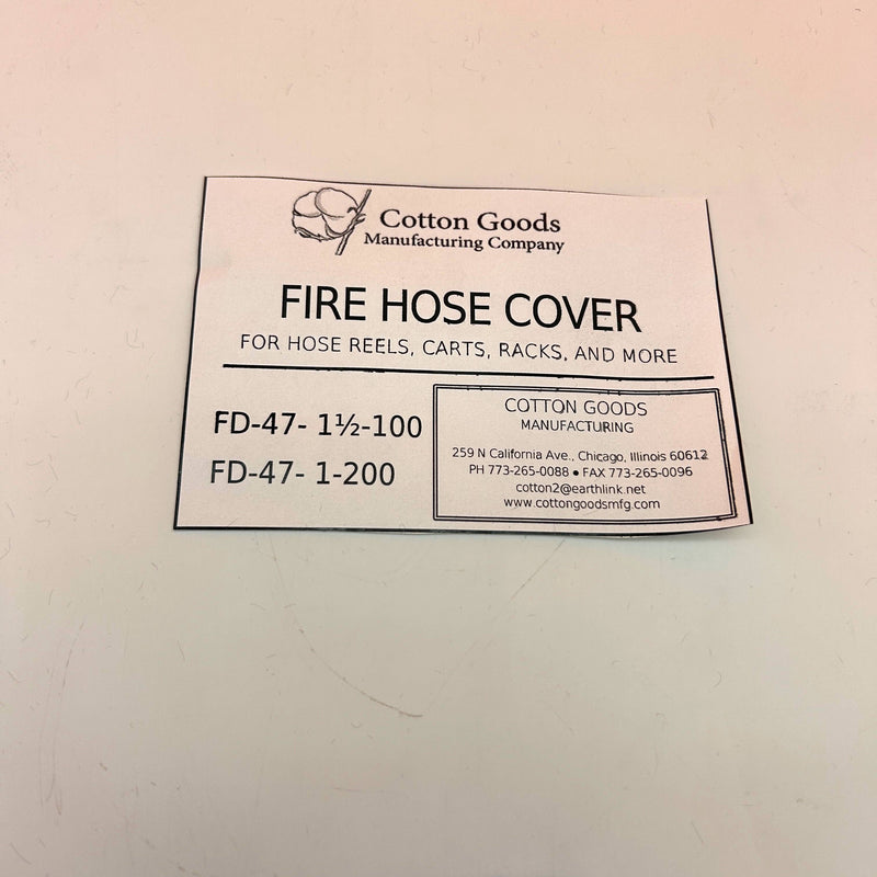 Cotton Goods Manufacturing FD47-1-200 Fire Hose Cover 10oz Orange Reels Carts