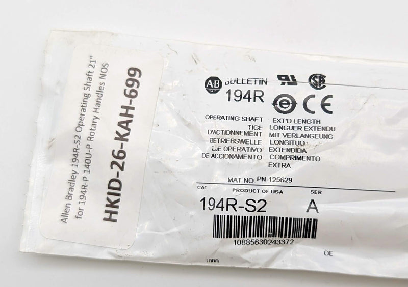 Allen Bradley 194R-S2 Operating Shaft 21" for 194R-P 140U-P Rotary Handles NOS