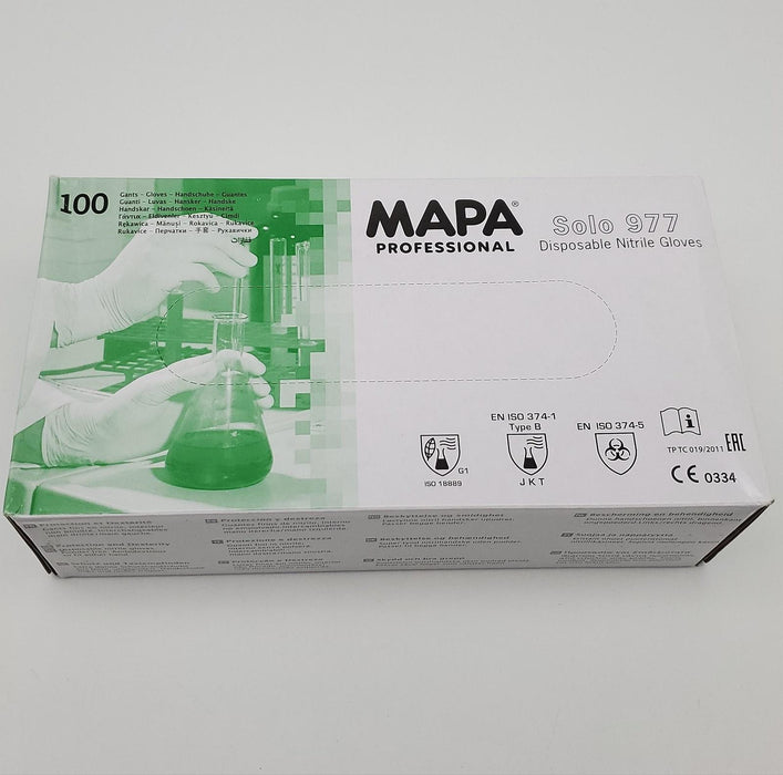 MAPA Disposable Nitrile Gloves XL SZ 9 Powder Free Textured Solo 977 Pack of 100 1