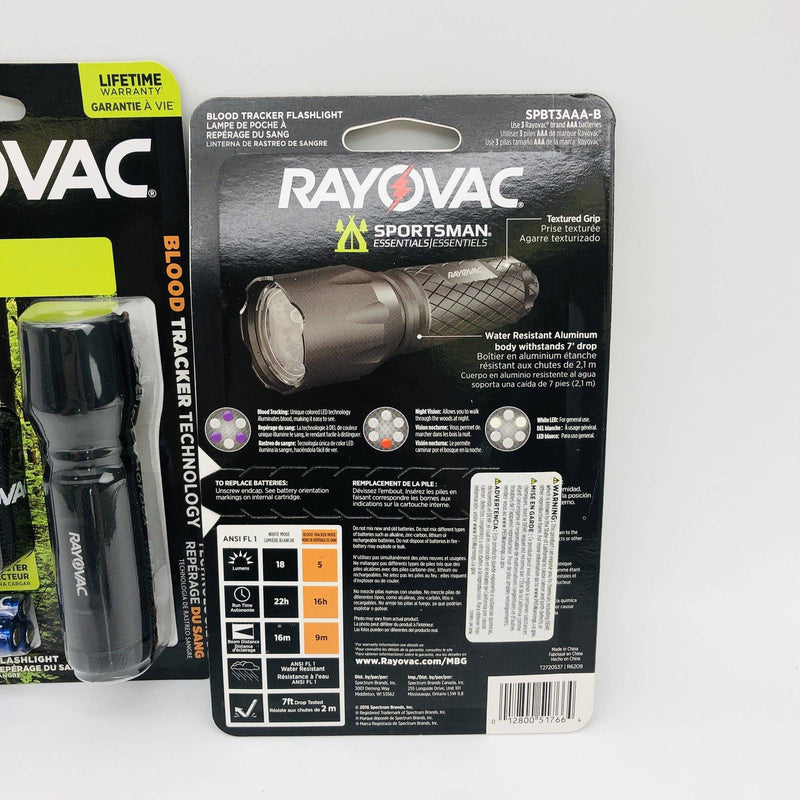 3pk Rayovac SPBT3AAA-B Blood Tracking Flashlight Night Vision Whte LED Sportsman 6