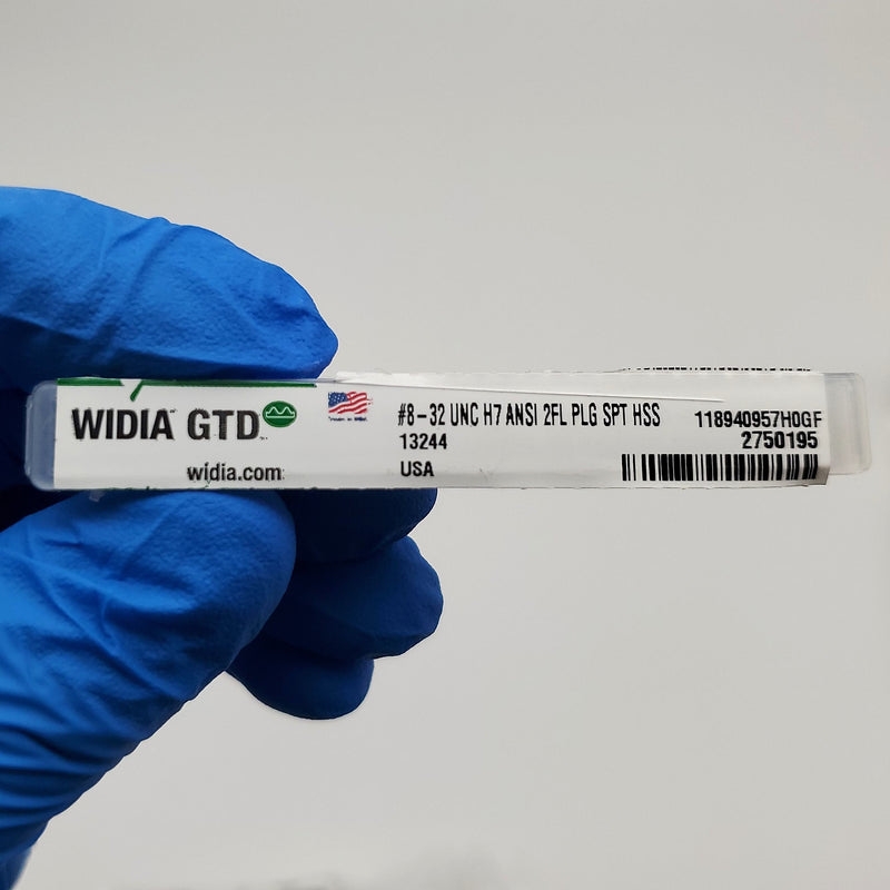 Widia #8-32 Hand Tap 2 Flutes 2-1/8" OAL 1-3/8" LOC 0.168" Shank 13244 6