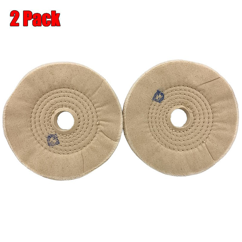 6" Buffing Polishing Wheel Buffer Pad 2pk 1" Arbor Cotton 50 Ply Spiral Sewn
