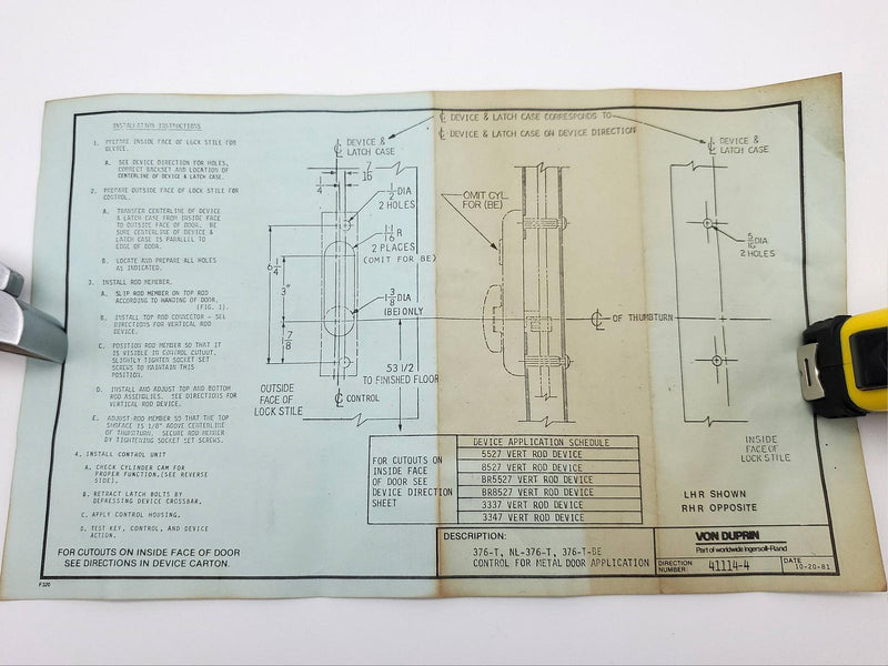Von Duprin 376T Thumbturn Trim for Exit Devices Satin Chrome Adams Rite Solenoid 7