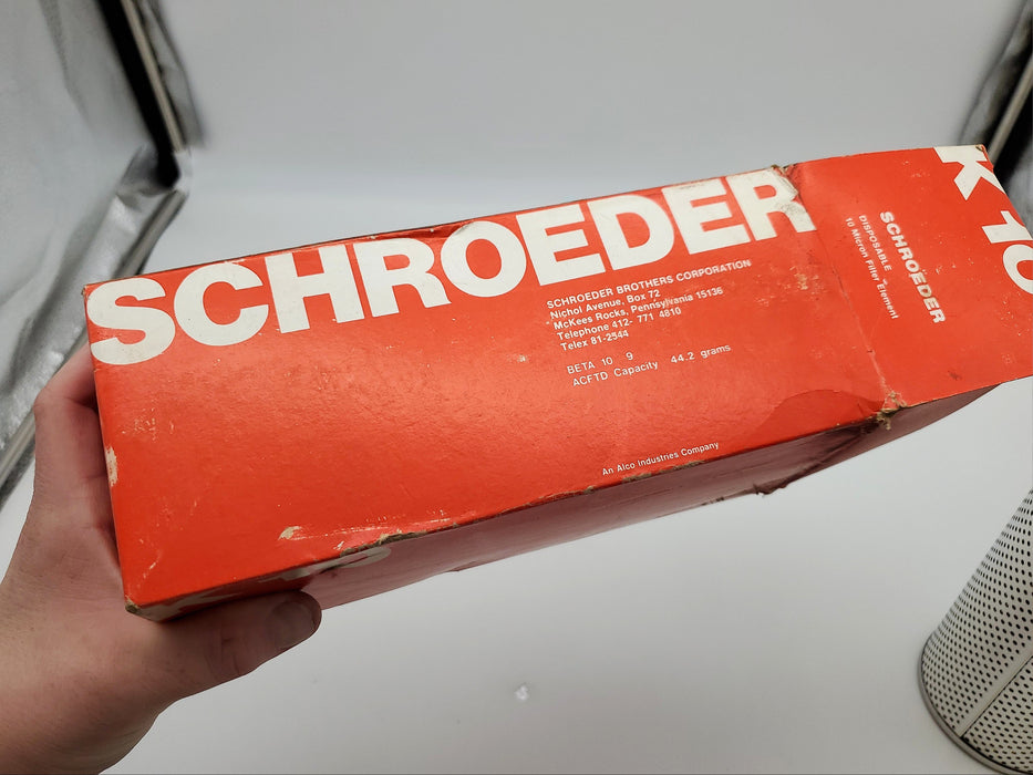 Schroeder K10 Hydraulic Filter Element 10 Micron 9" H x 3.9" OD x 1.625" ID 5