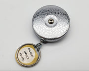 1960s Key-Bak Retractable Key Chain Leather Textured Metal USA Made NOS 1