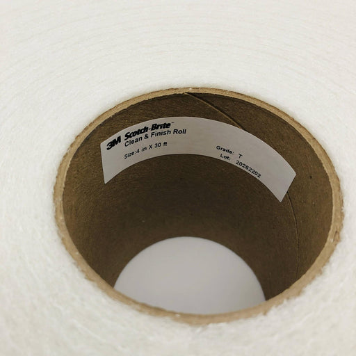 3M 00262 Scotch Brite Clean and Finish Roll 4in x 30ft Type T White 1 Roll 2