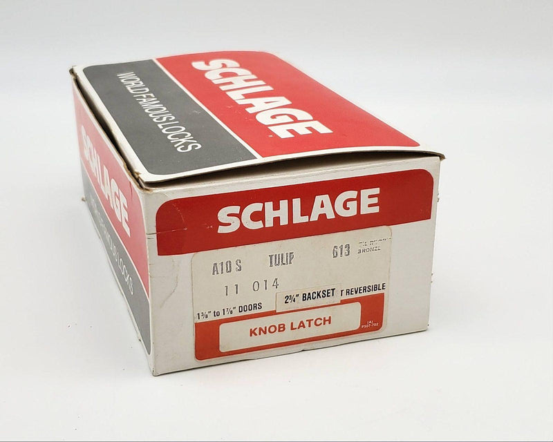 Schlage Door Knob Passage Latch Oil Rubbed Bronze Tulip 2-3/4" Backset A10S TUL 11