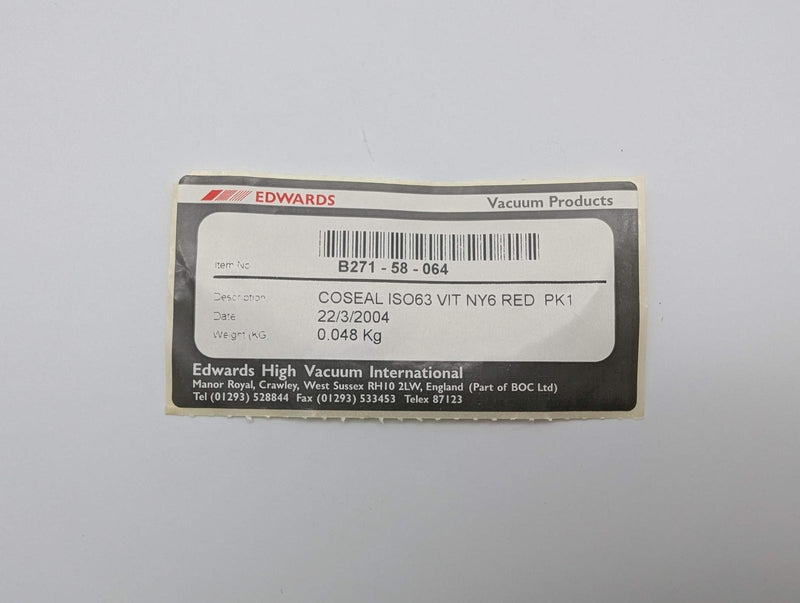 Edwards B27158064 Co-Seal ISO63 / DN63 Viton 116mm OD 110mm ID 4.2mm Thick 3