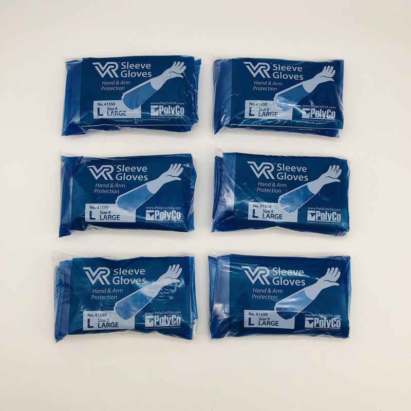 PolyCo 41550 Sleeve Gloves Large 11 Mil Disposable Nitrile Polyolefin 6 Pairs 6
