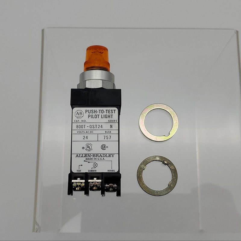 Allen Bradley 800T-QST24A Pilot Light Amber Cap 24V AC/DC Push To Test 1