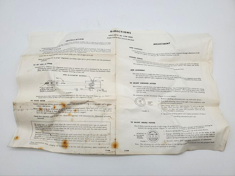 Dor-O-Matic 212 Floor Closer Right-Hand 90 Deg Hold Open With Backstop Body Only 10
