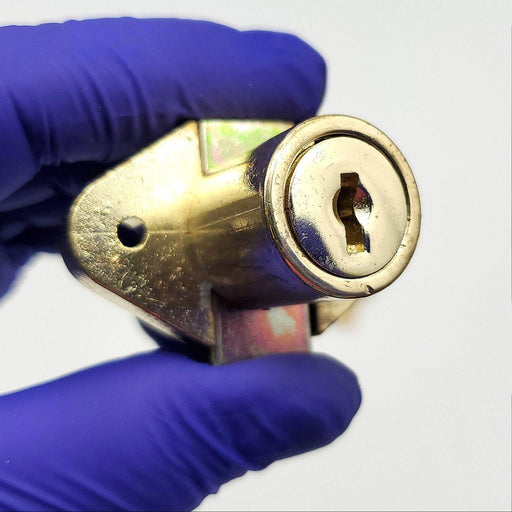 National C8803 Cabinet Drawer Lock Bright Brass 7/8" Diameter 15/16 Length NOS 2